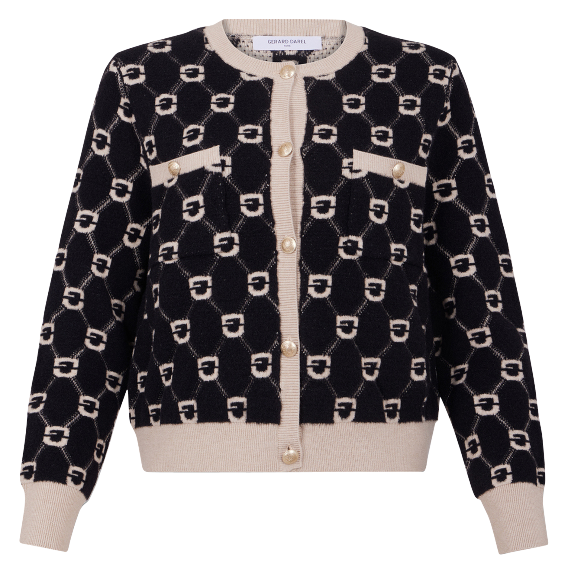 JANKA - Gilet droit boutonné à monogramme | Noir