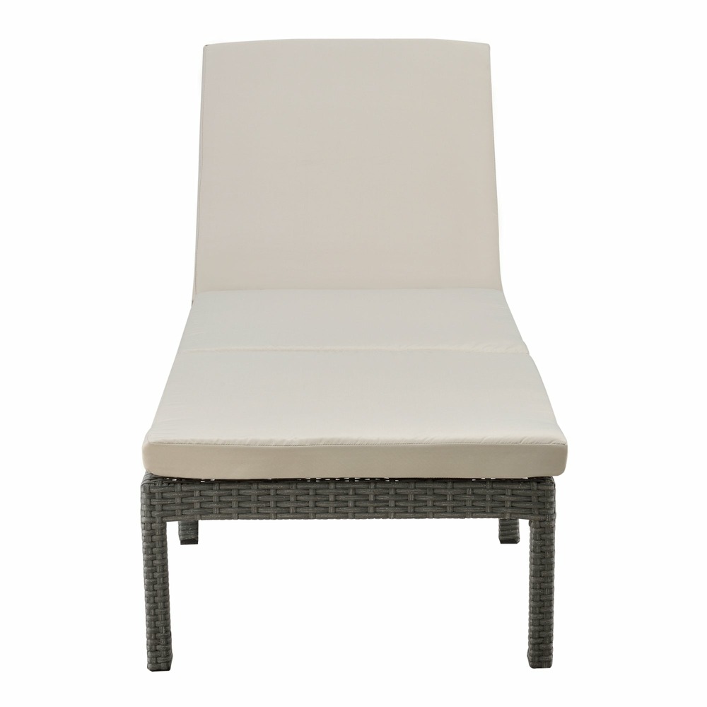 Transat bain de soleil cartes avec coussin acier polyester 198 x 60 x 27 cm gris foncé beige