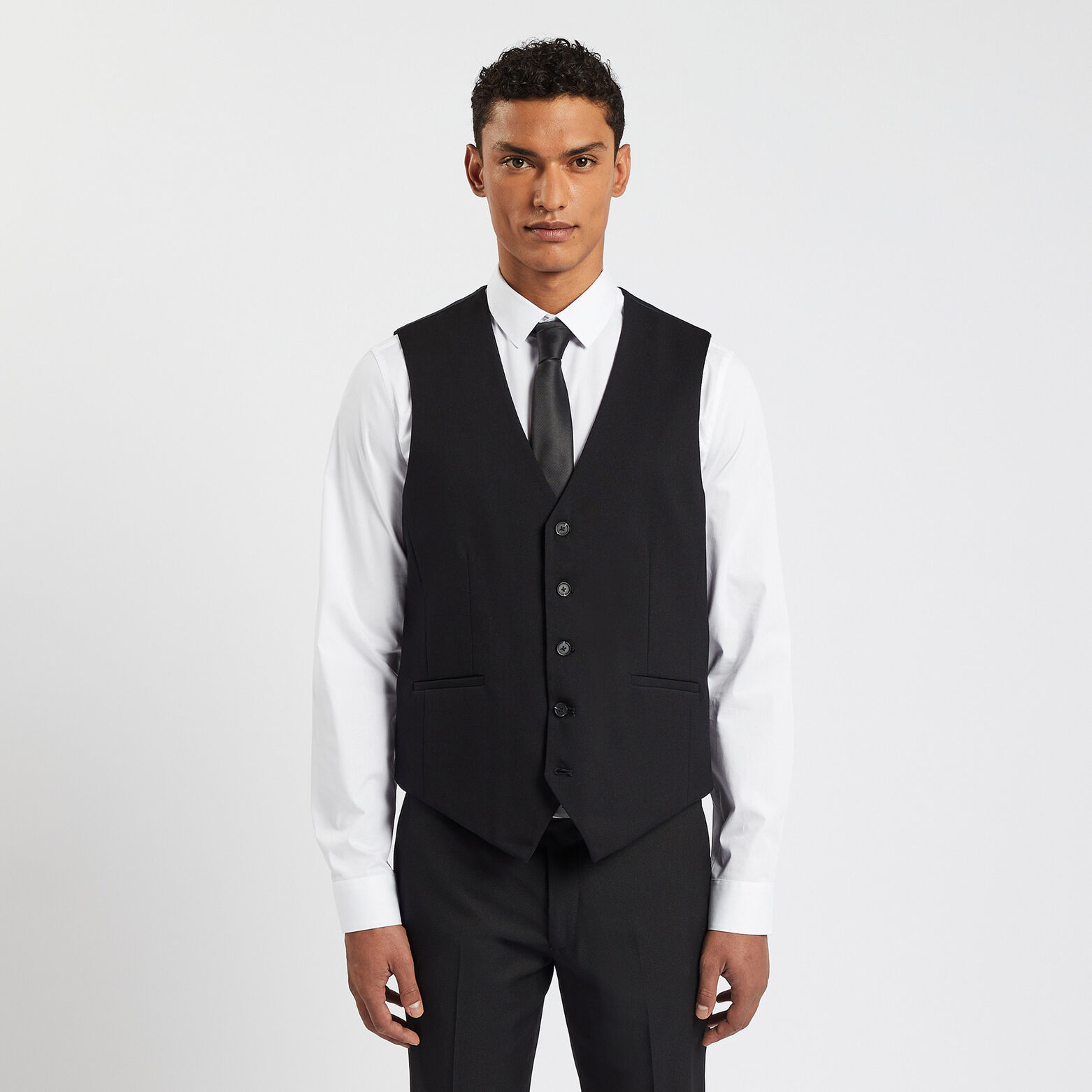 Gilet de costume uni slim Noir