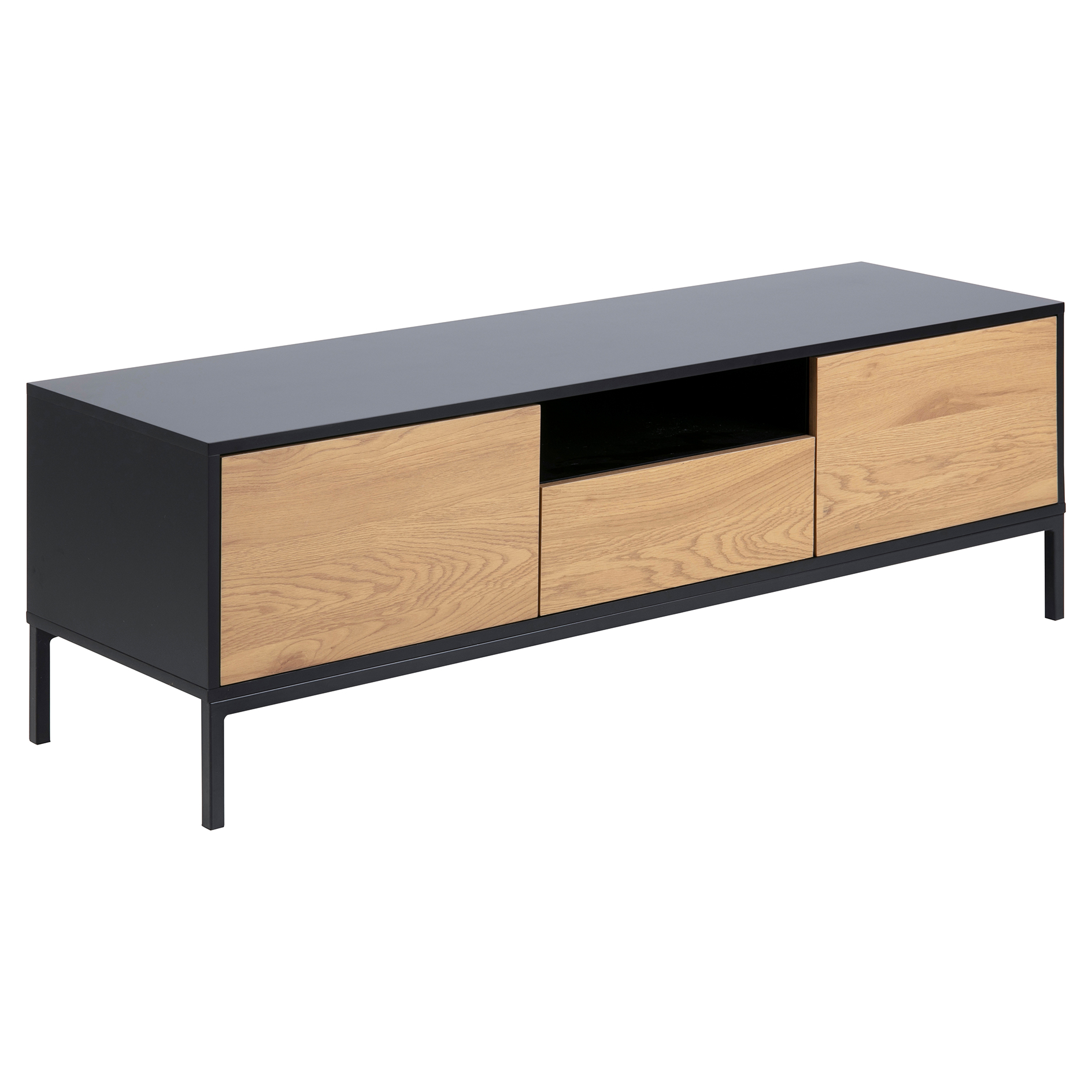 TV-Tisch SEAFORD - schwarz-Wildeiche - Softclose - 140 cm