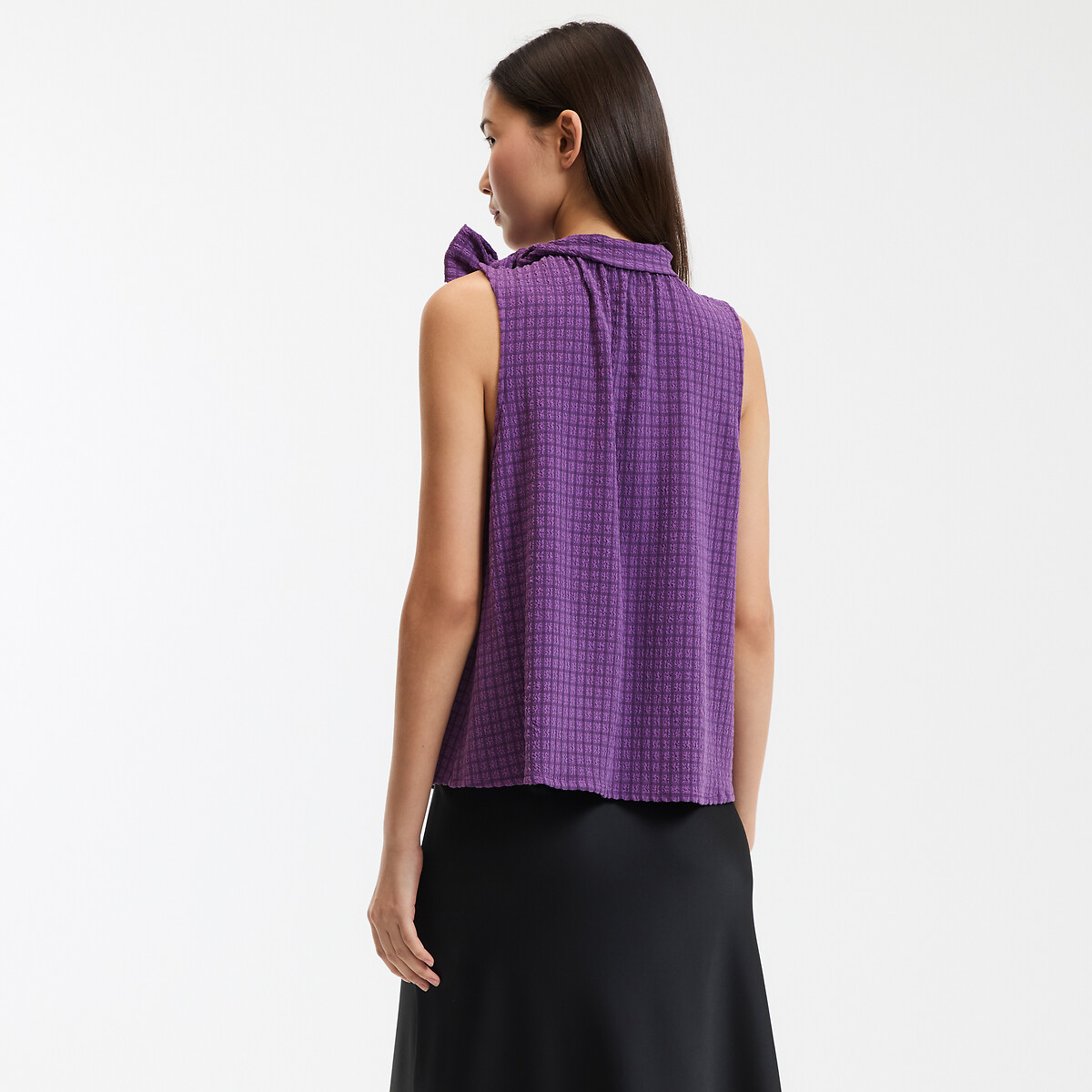 COLEÇÃO LA REDOUTE<br>Camisa sem mangas, gola alta, xadrez