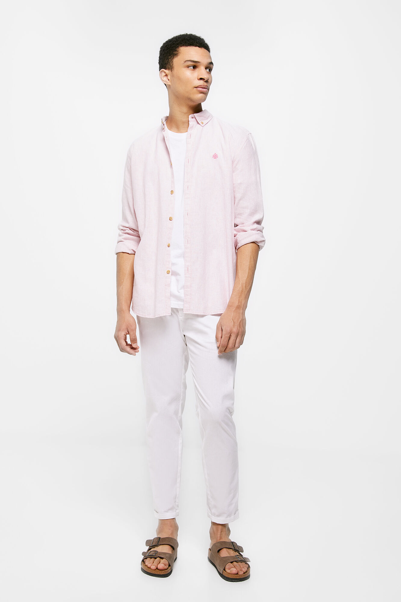 Camisa de linho Rayas - rosa