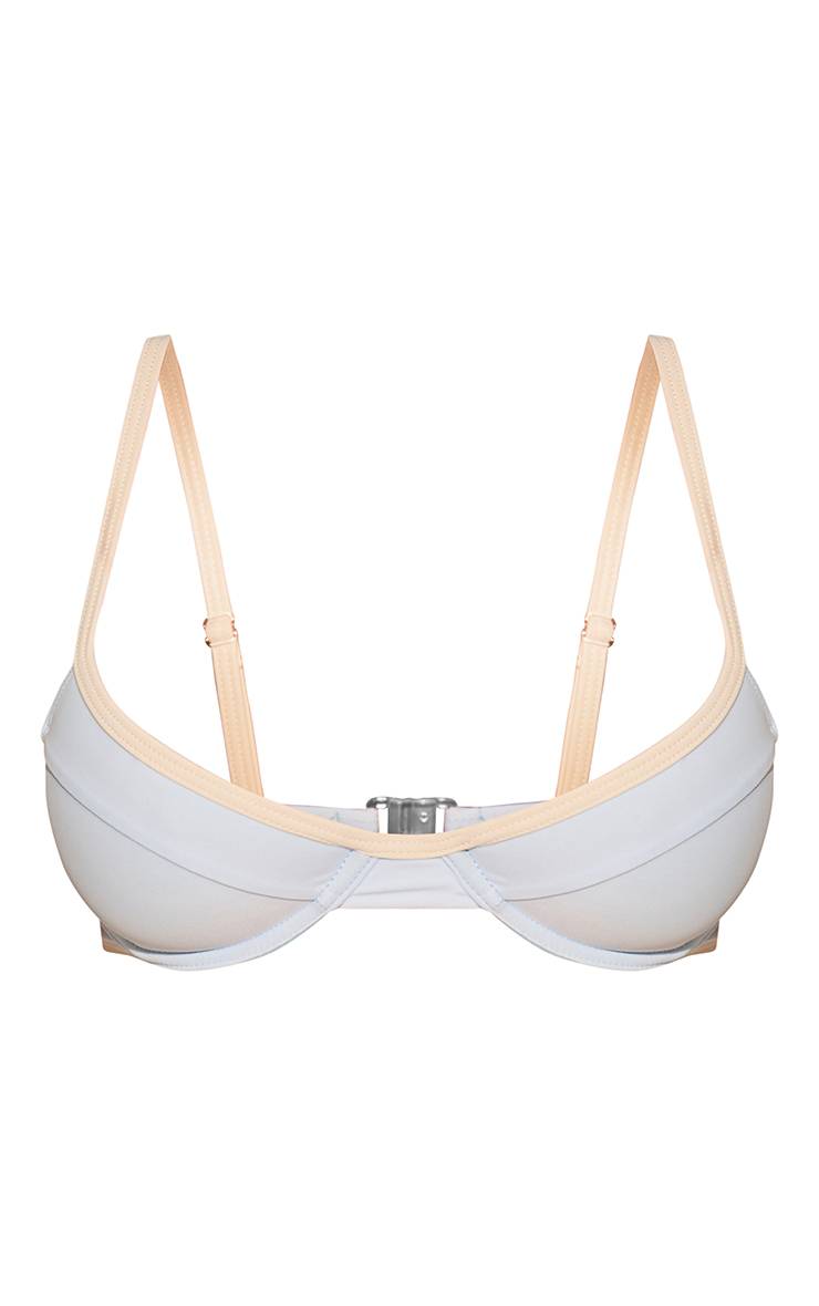 Bleu Layette Haut De Bikini À Armatures Avec Bordure Contrastante