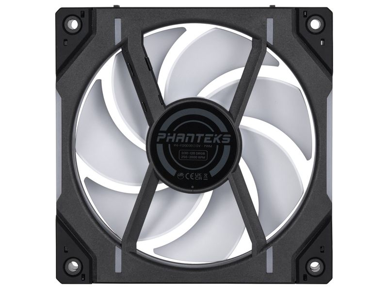 Phanteks PC-Lüfter D30-120 D-RGB PWM Regular Schwarz Leistungsstarker PWM-Lüfter mit ARGB-Beleuchtung für Gehäuse und Radiatoren
