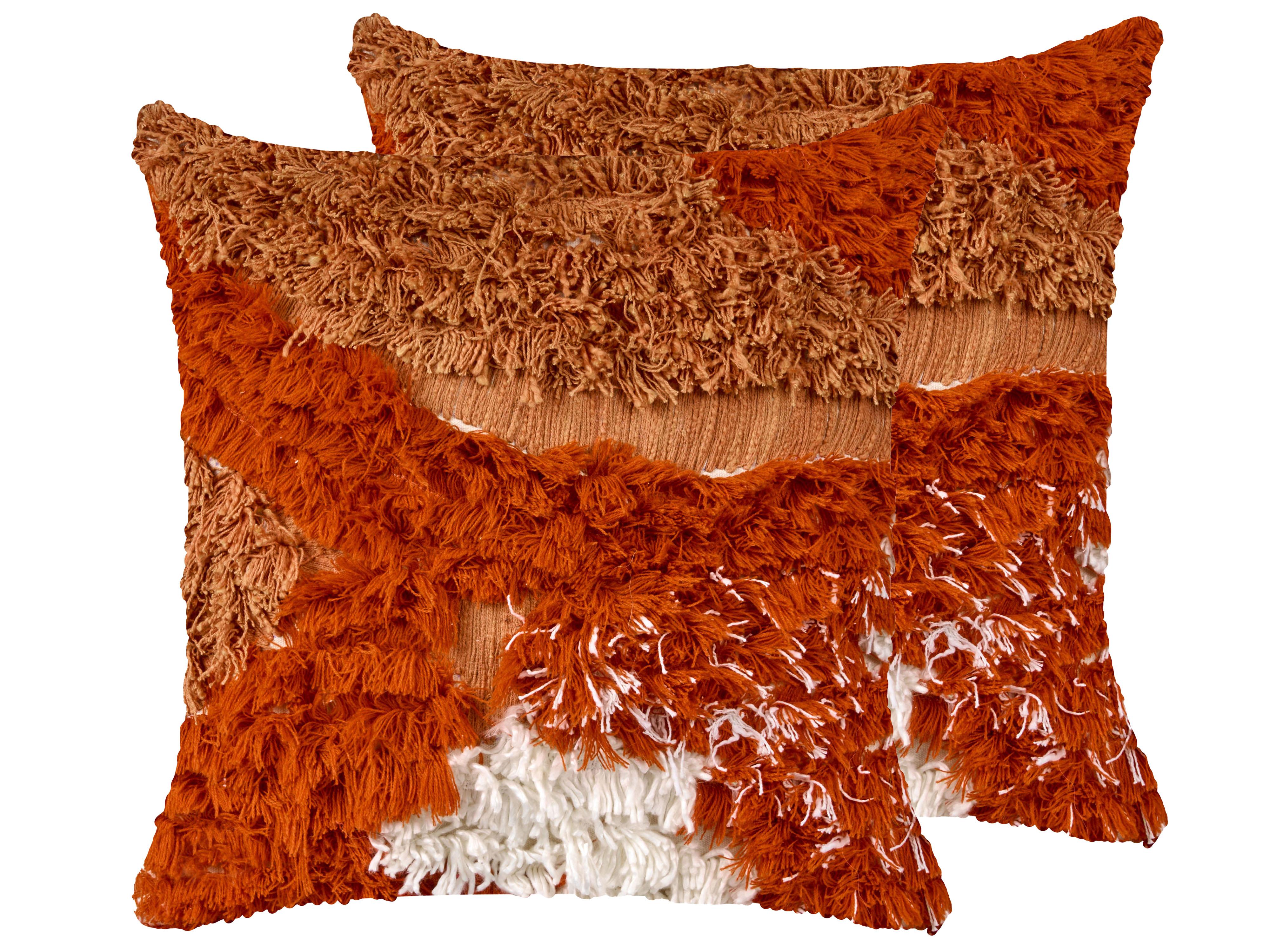Set van 2 sierkussens SAGENIA Katoen 45 x 45 cm Oranje abstract patroon