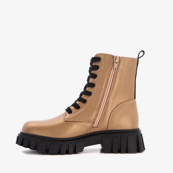 Blue Box meisjes veterboots goudkleurige metallic