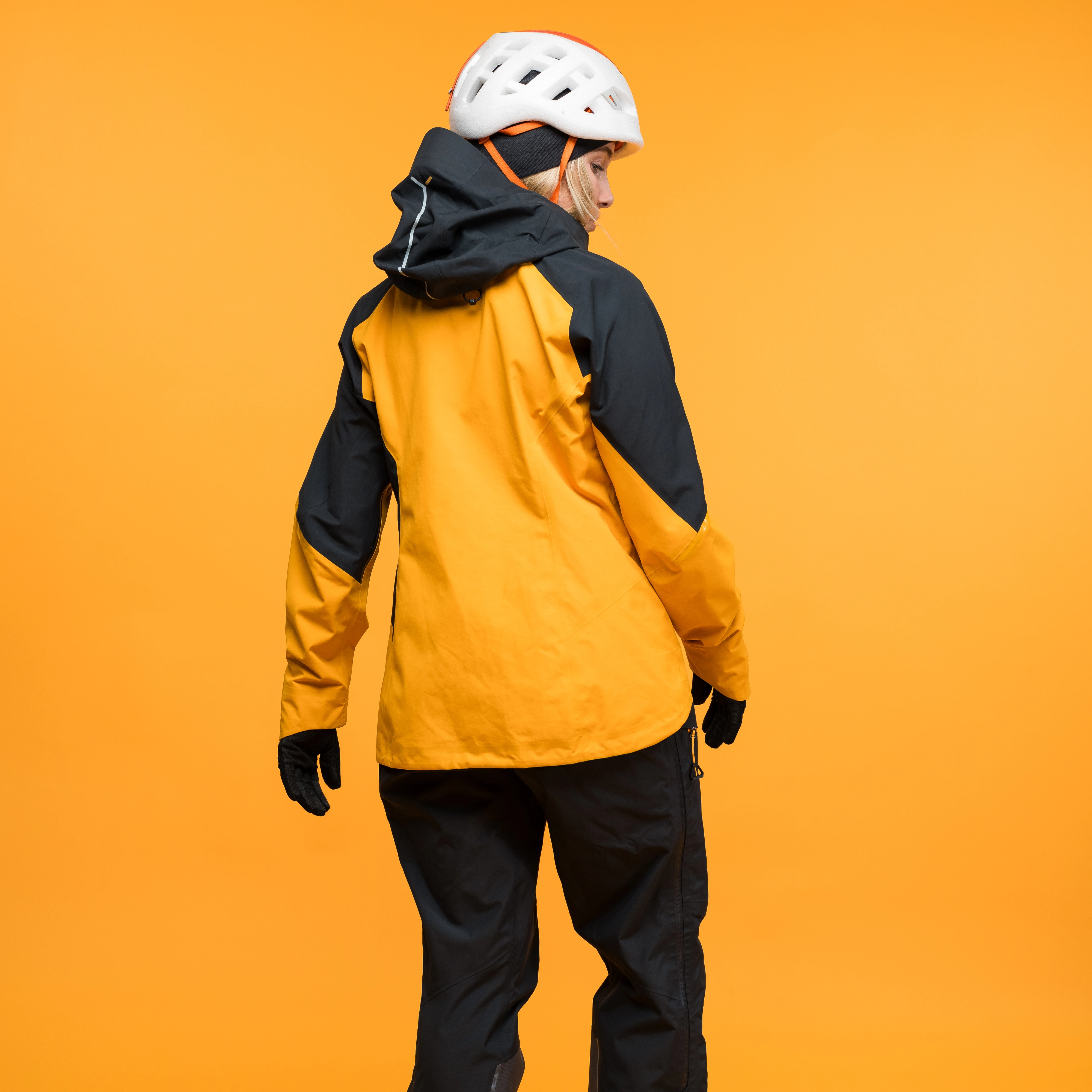 Y MountainLine Bold 3L Shell Jacket Women Mango Yellow / Dark Shadow Grey