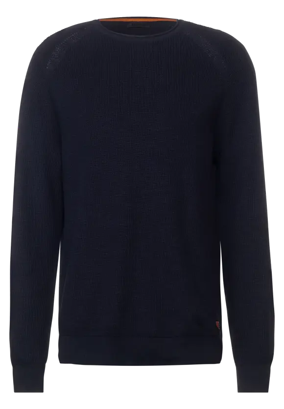Strickpullover in Unifarbe - deep navy blue