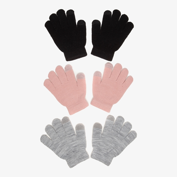 3 paar kinder handschoenen roze