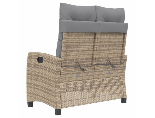 VIDAXL - Banc de jardin Banc inclinable de jardin avec coussins beige résine tressée