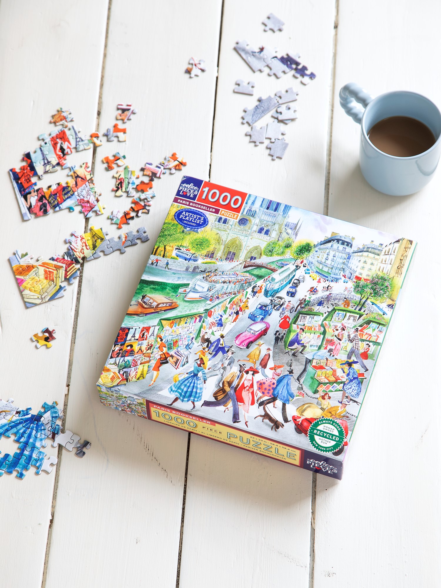 Paris Bookseller-puslespil 1000 brikker | Papir. 58,4 x 58,4 cm. | Multi | Eeboo