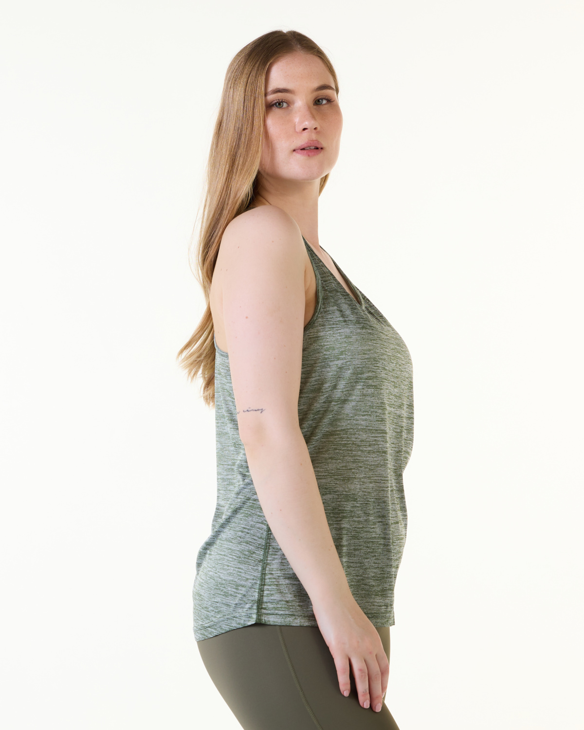 LEVITY Essential Marl Tank Top Green Ivy Marl