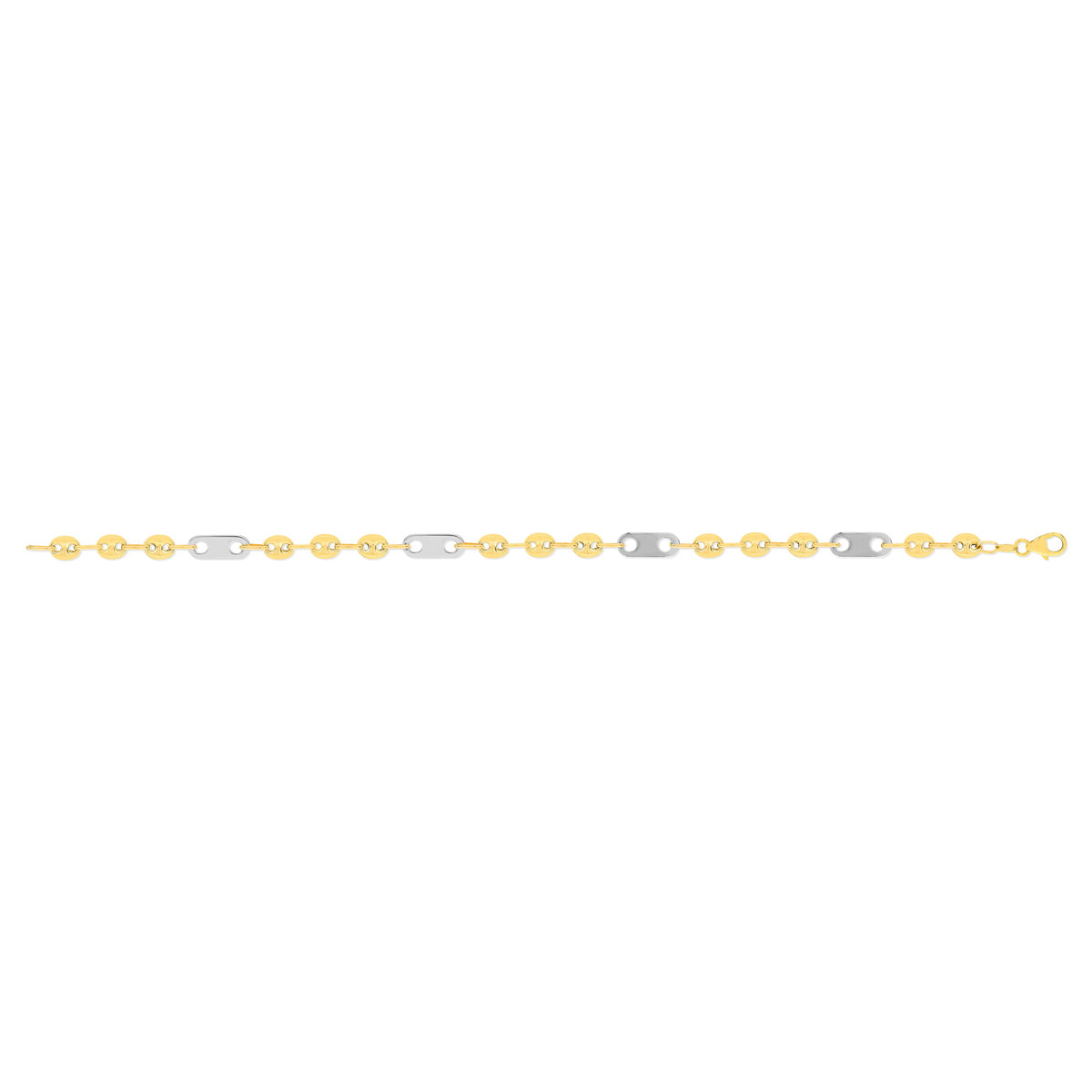 Bracelet or 375 2 tons 21 cm maille grain de café alternée
