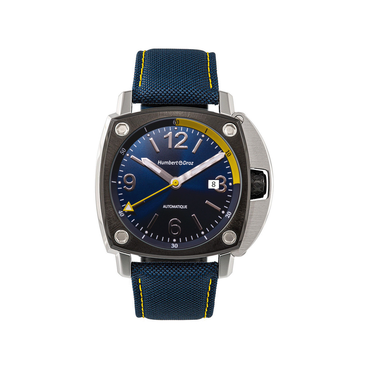 Montre HUMBERT-DROZ hd11 homme automatique, bracelet tissu bleu fonce