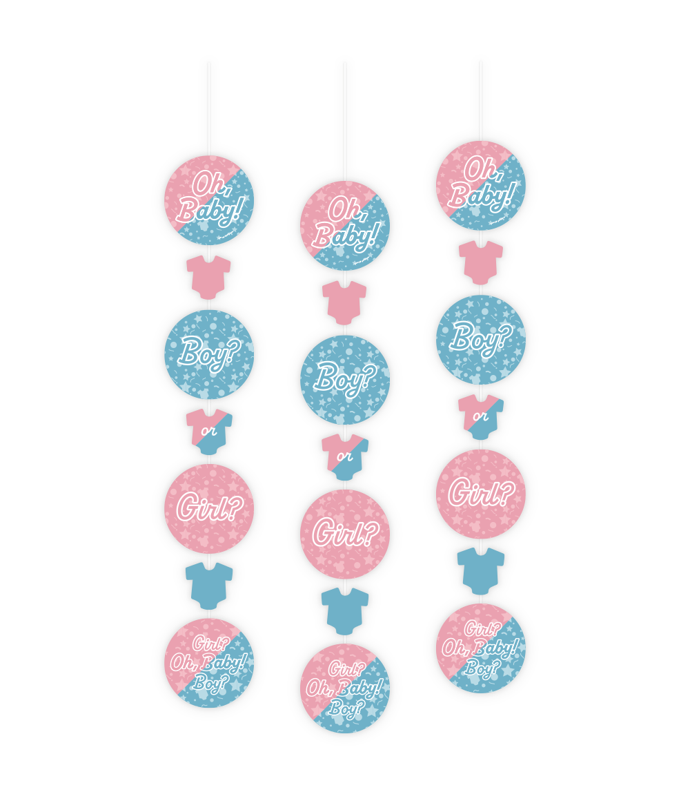 Hangdecoratie Gender Reveal 14cm 3st