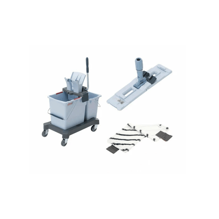 Vileda 173891 US Pro Starterkit Double - emmer 25l, emmer 8l, hendelpers, chassis, frame, MicroPlus mop