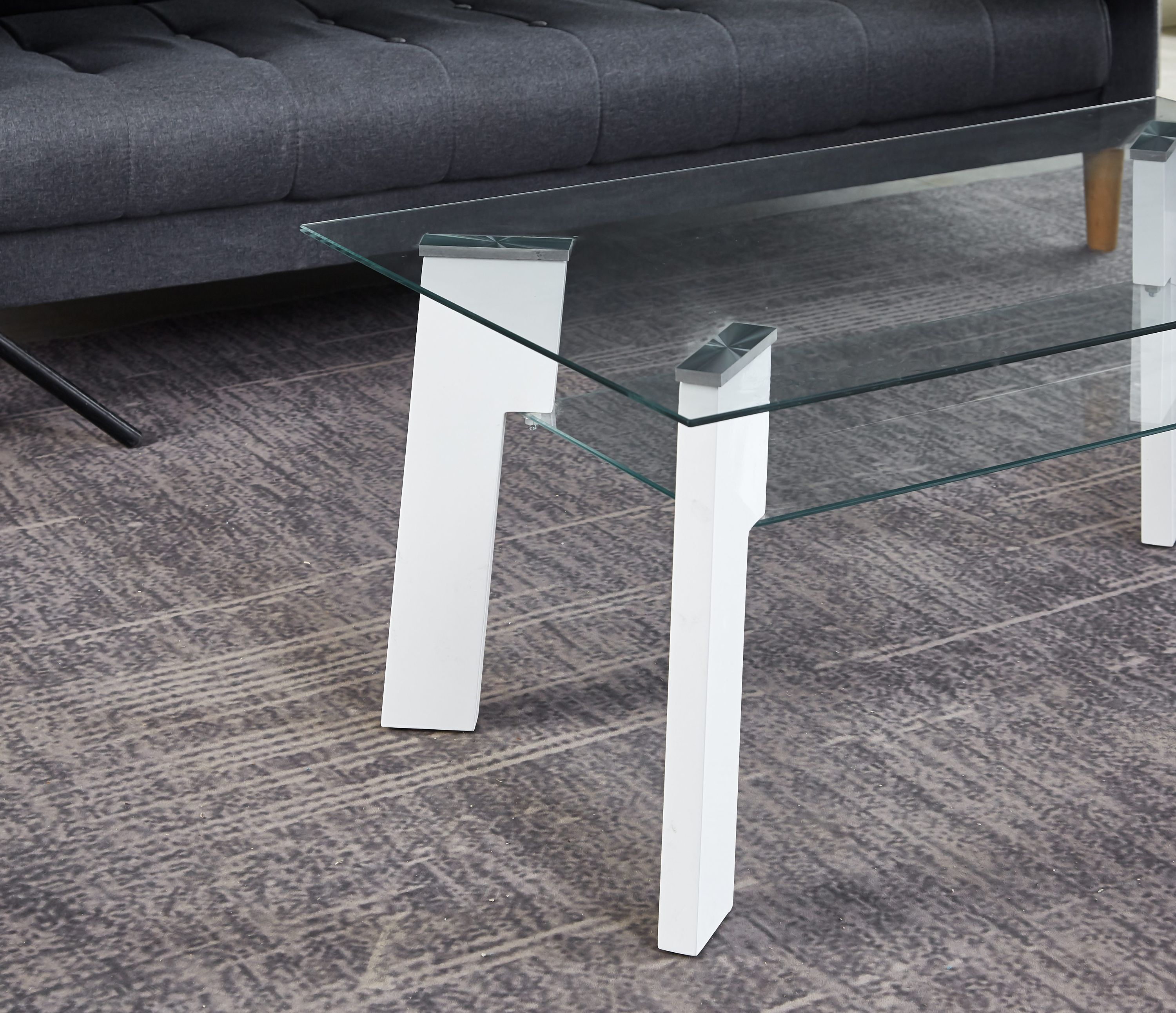 Couchtisch 110x80 hochglanz weiß Glastisch Beistelltisch Wohnzimmer Sofa Tisch