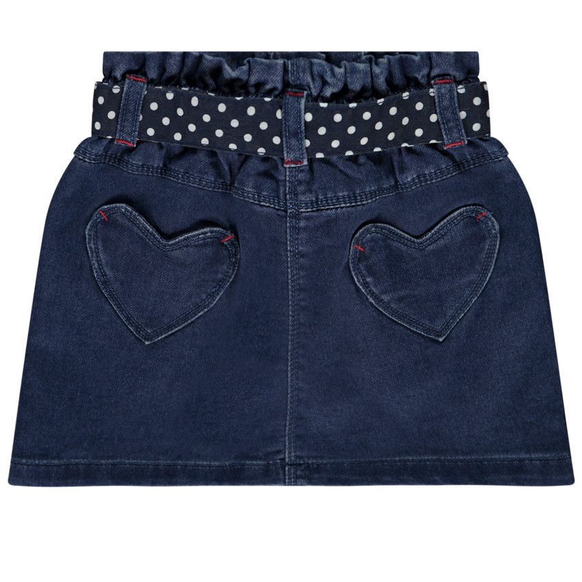 Jupe courte en jean avec ceinture foulard pour bébé fille - Bleu