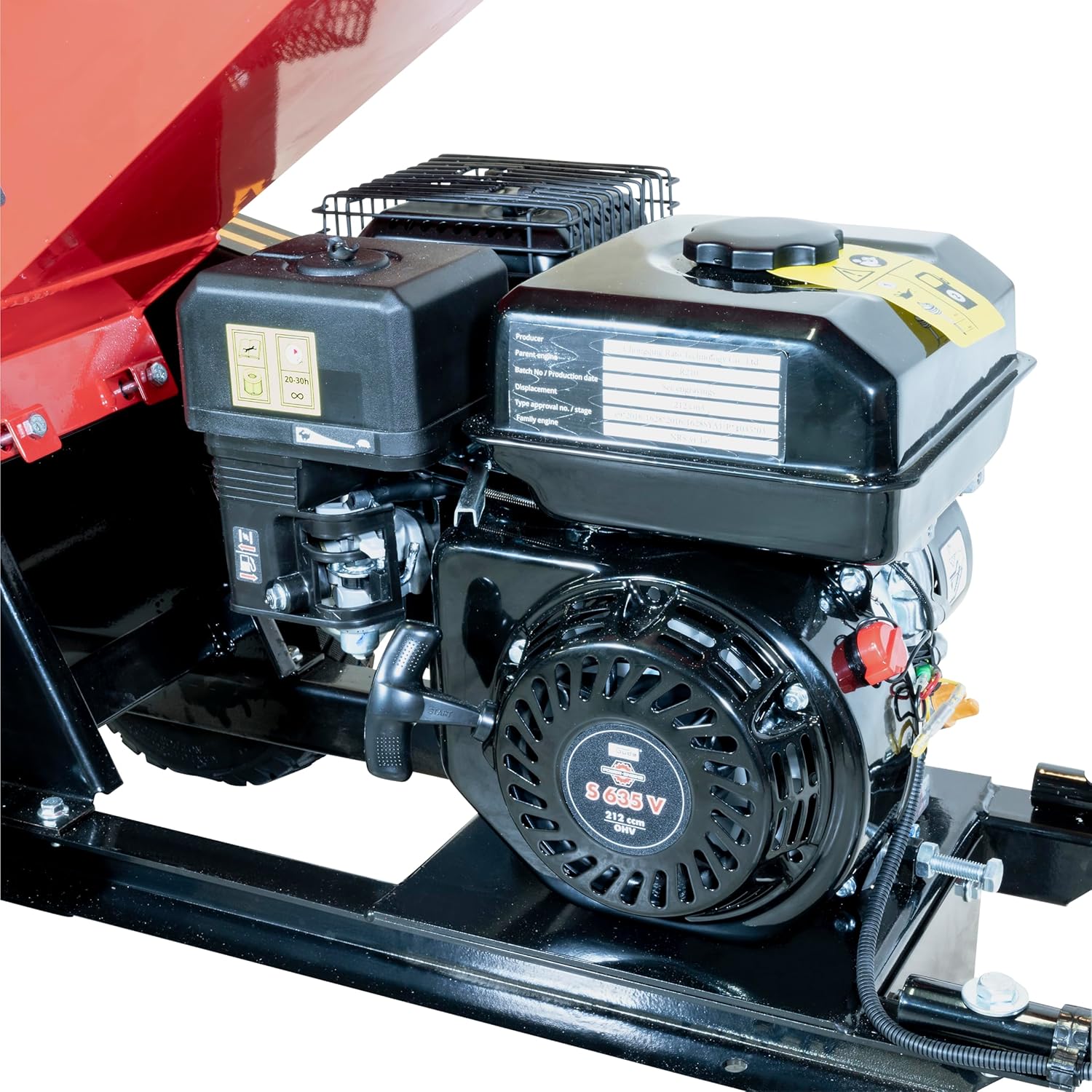 Güde Gartenhäcksler GH 5.6-50 (4-Takt Benzinmotor 4,1/5,6 (kW/PS), max. 3600 1/min, Hubraum 212 cm³, Leichtstart, max. 50 mm Aststärke, Spritzschutz, Notausschalter, luftbereifte Räder)