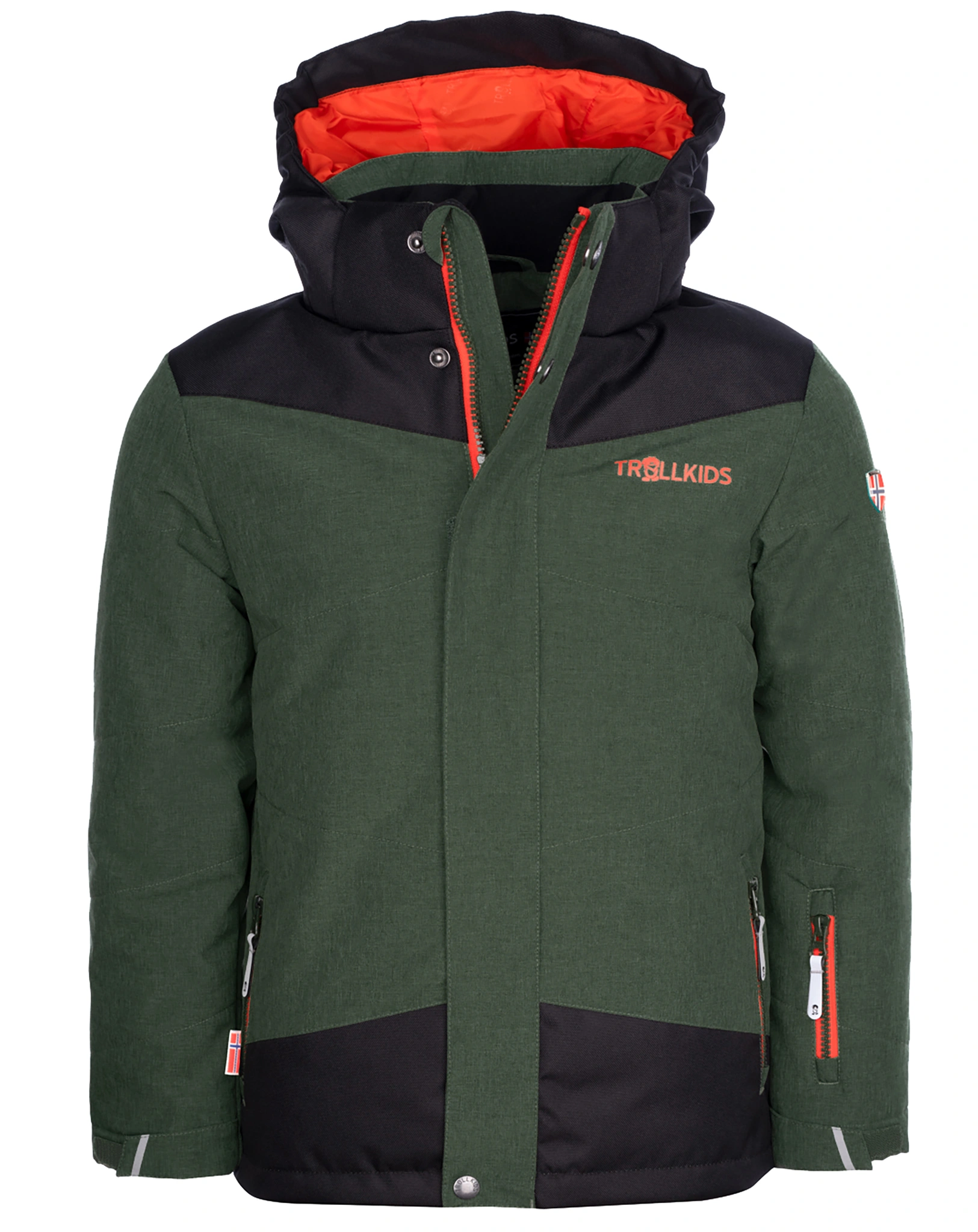 WinterjaKids NOREFJELL in forest green/flame orange