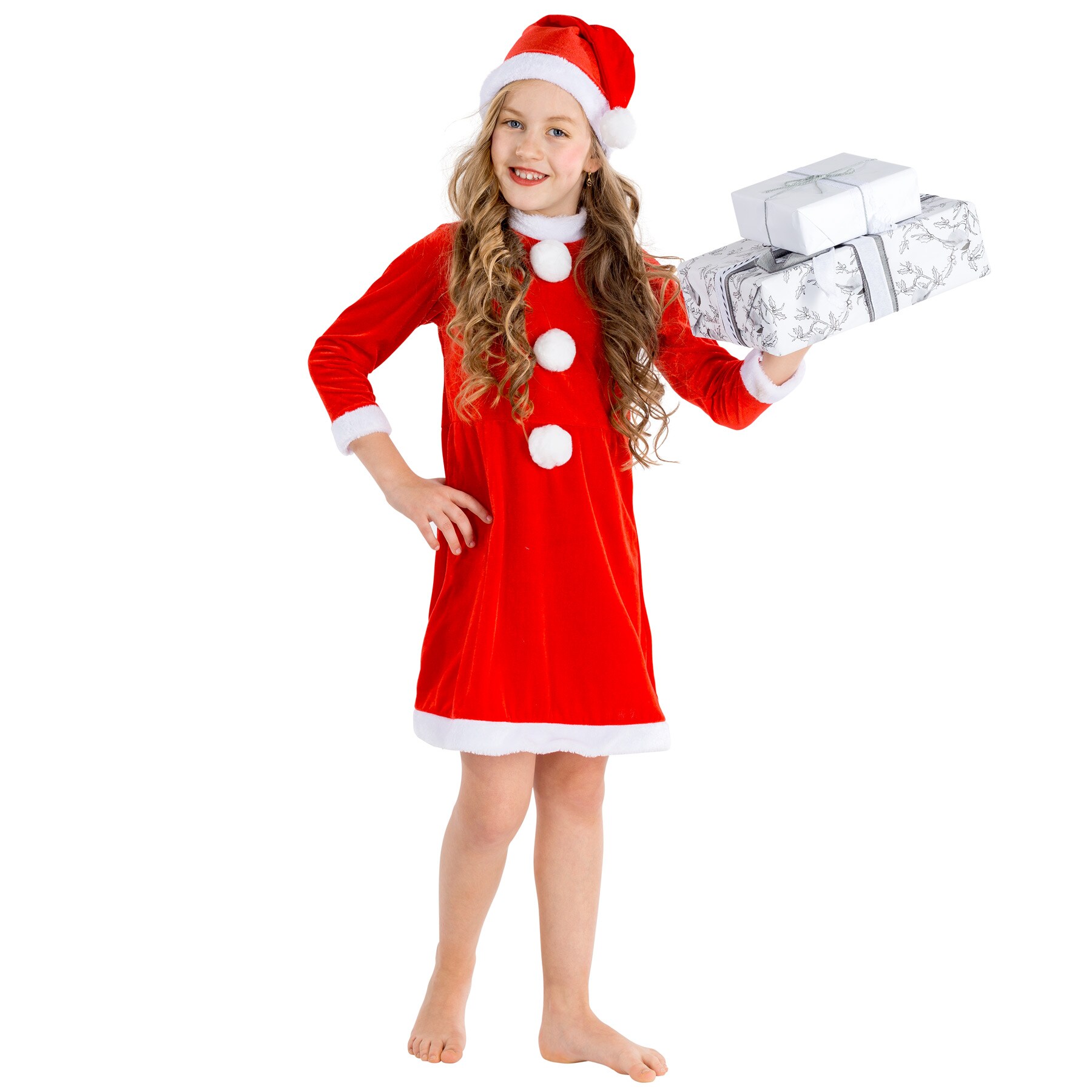 tectake® Mädchenkostüm Weihnachtswichtel