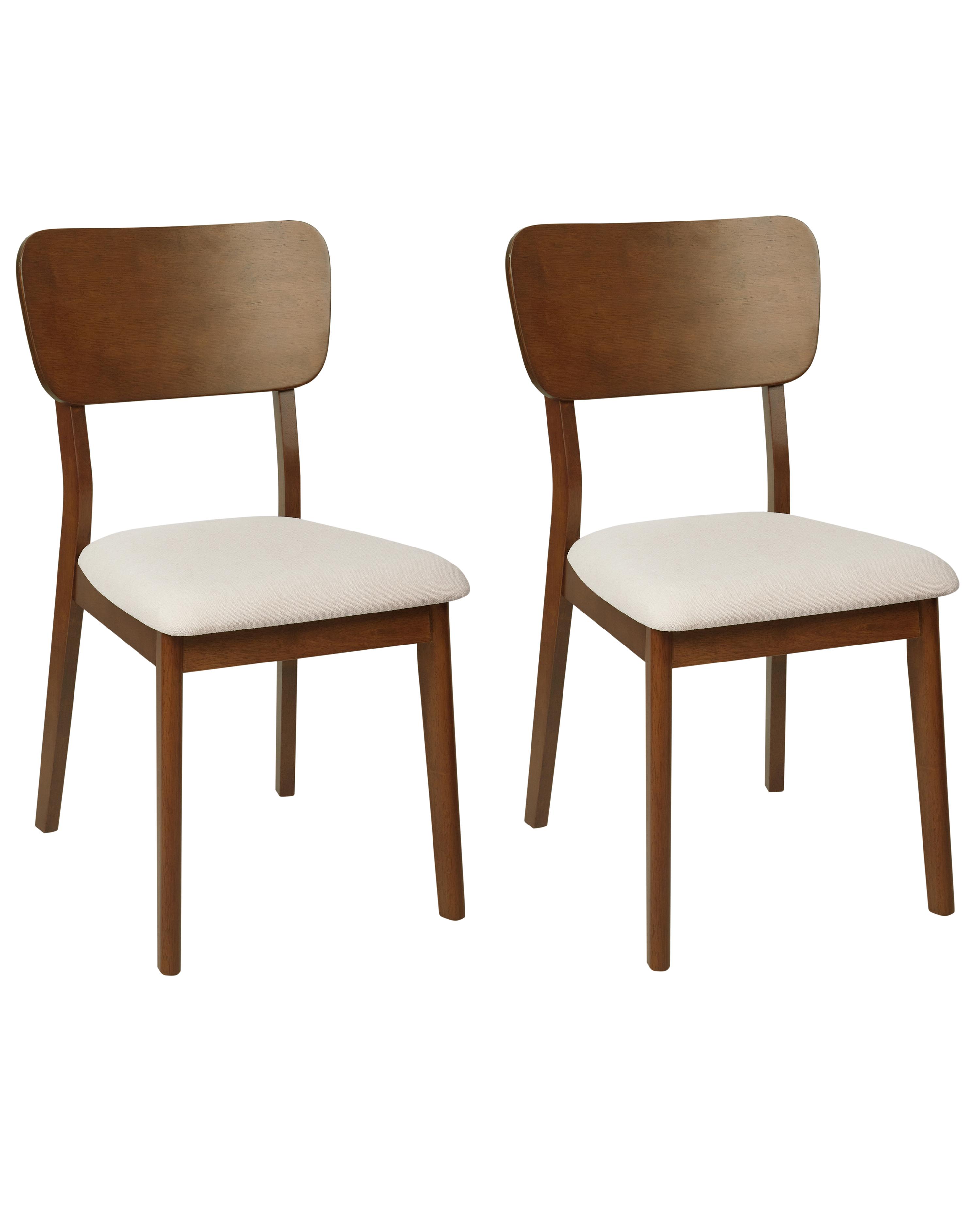 Set van 2 eetkamerstoelen MINIER Hout Donkerbruin/beige