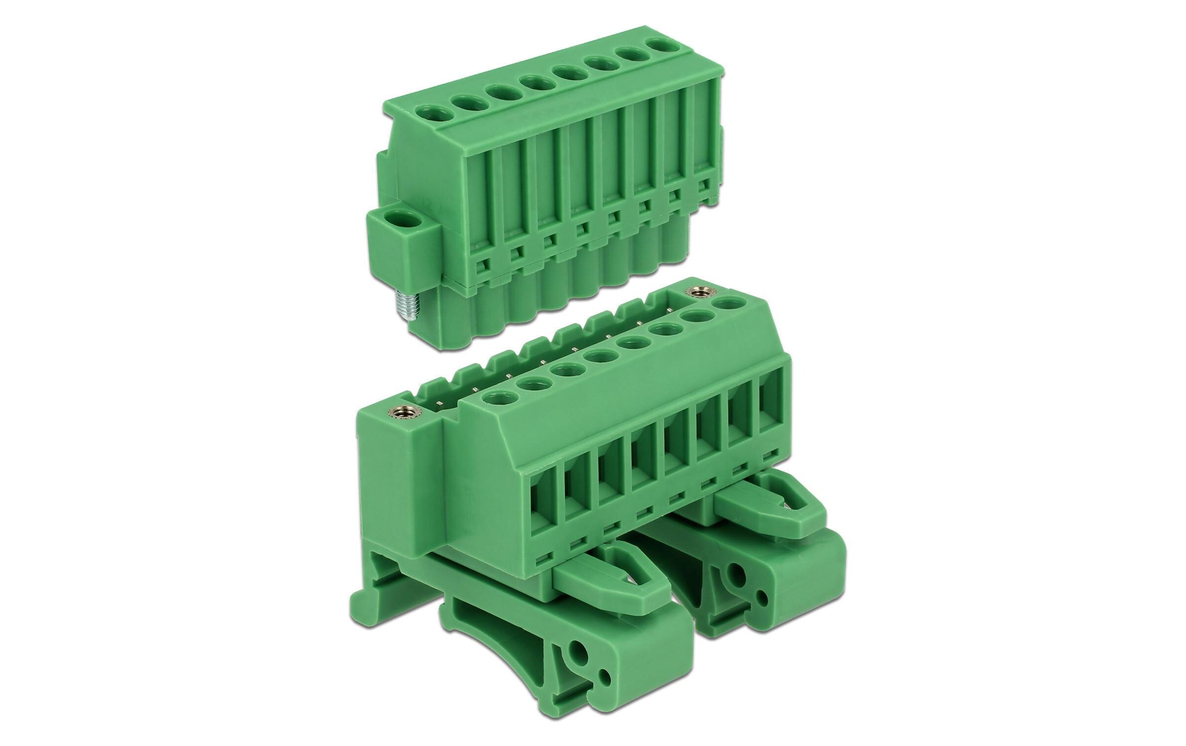 Hutschiene/DIN Rail Terminalblock 8PinDelock Terminalblock Set für Hutschienen 8 Pin mit Schraubverriegelung