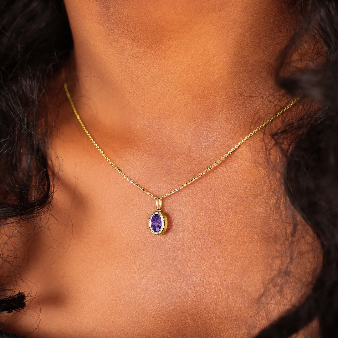 Anhänger 750/18 K Gelbgold mit Amethyst oval