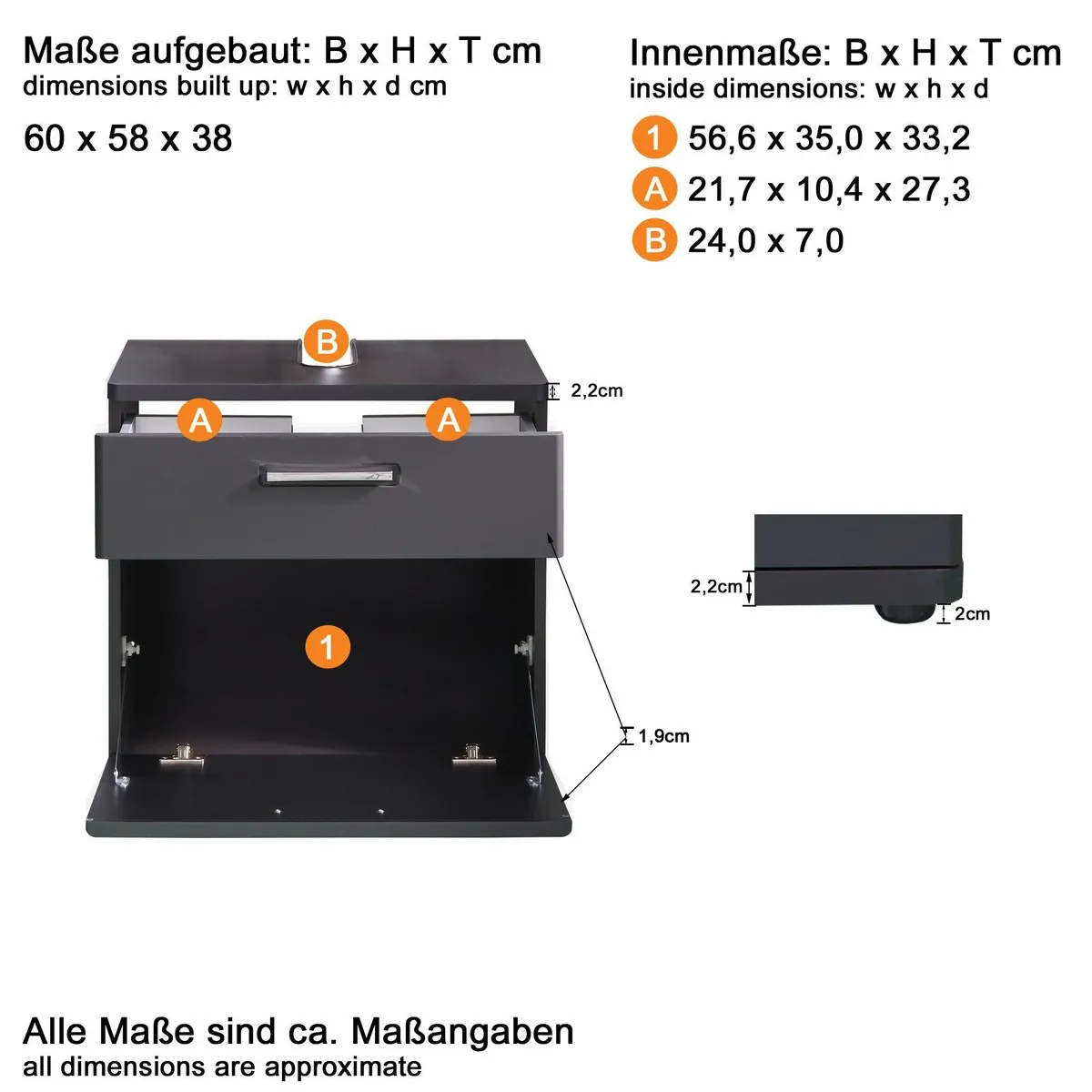 EPIKASA Meuble sous lavabo Monte - Gris