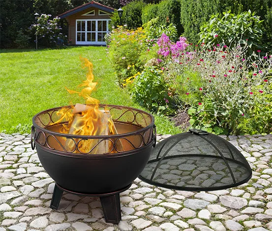 Buschbeck Feuerschale mit Funkenschutzhaube und Feuerrost