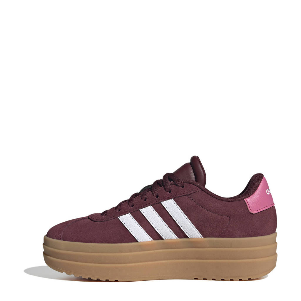 adidas VL Court Bold suède sneakers donkerrood/wit