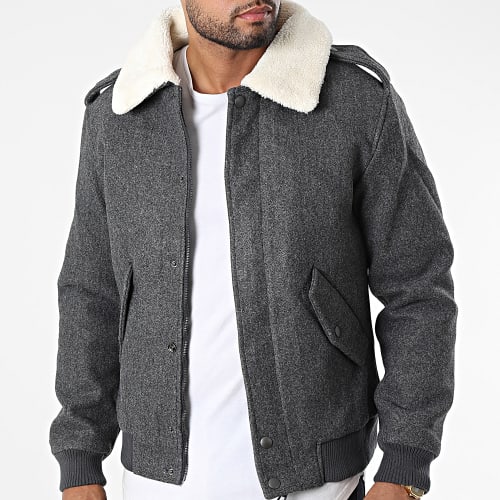 Veste Zippée Col Mouton 5128 Gris Anthracite Chiné