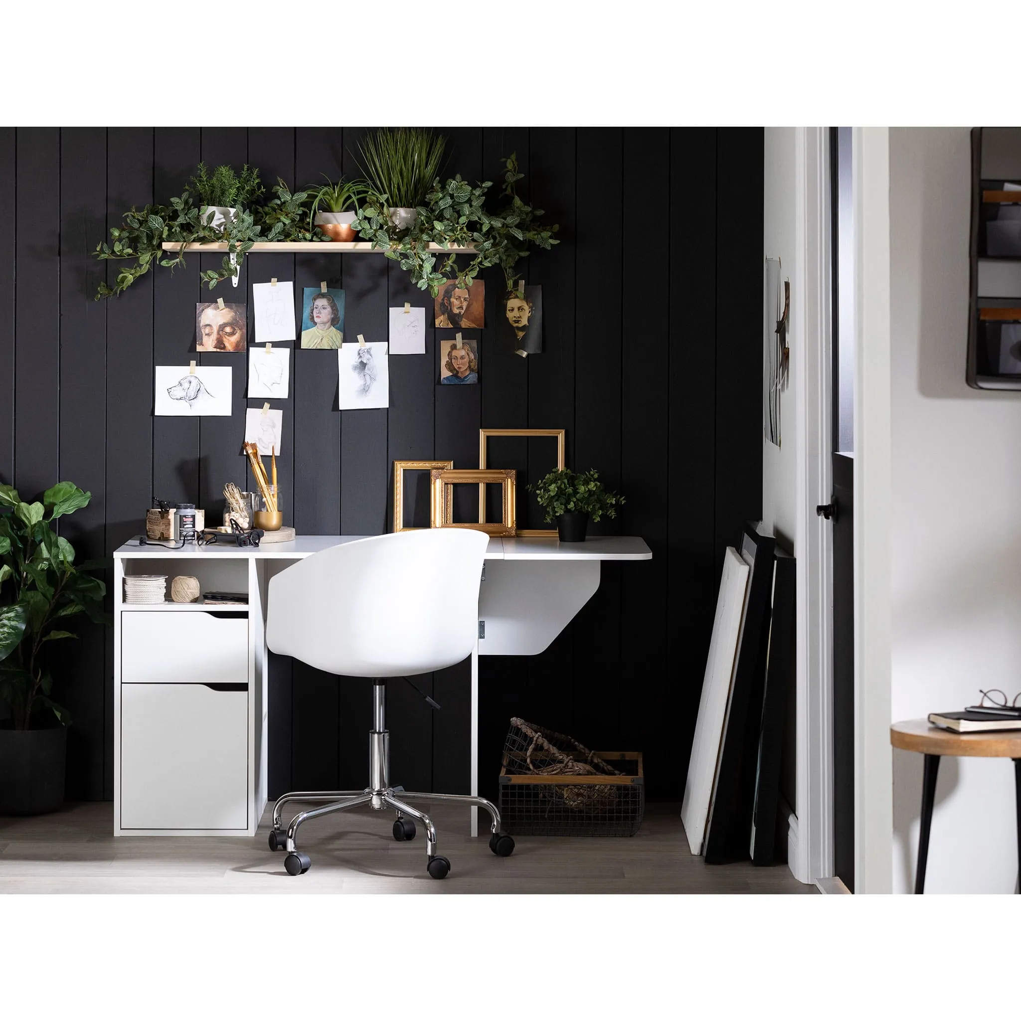 South Shore Table de Bricolage avec Rabat - Crea Blanc solide