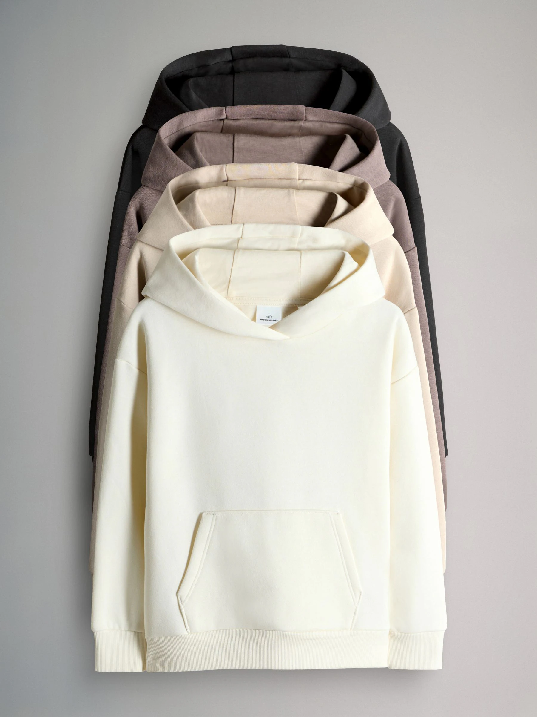 Zwart/Bruin/Crème - The Set verpakking van 4 ruimvallende hoodies