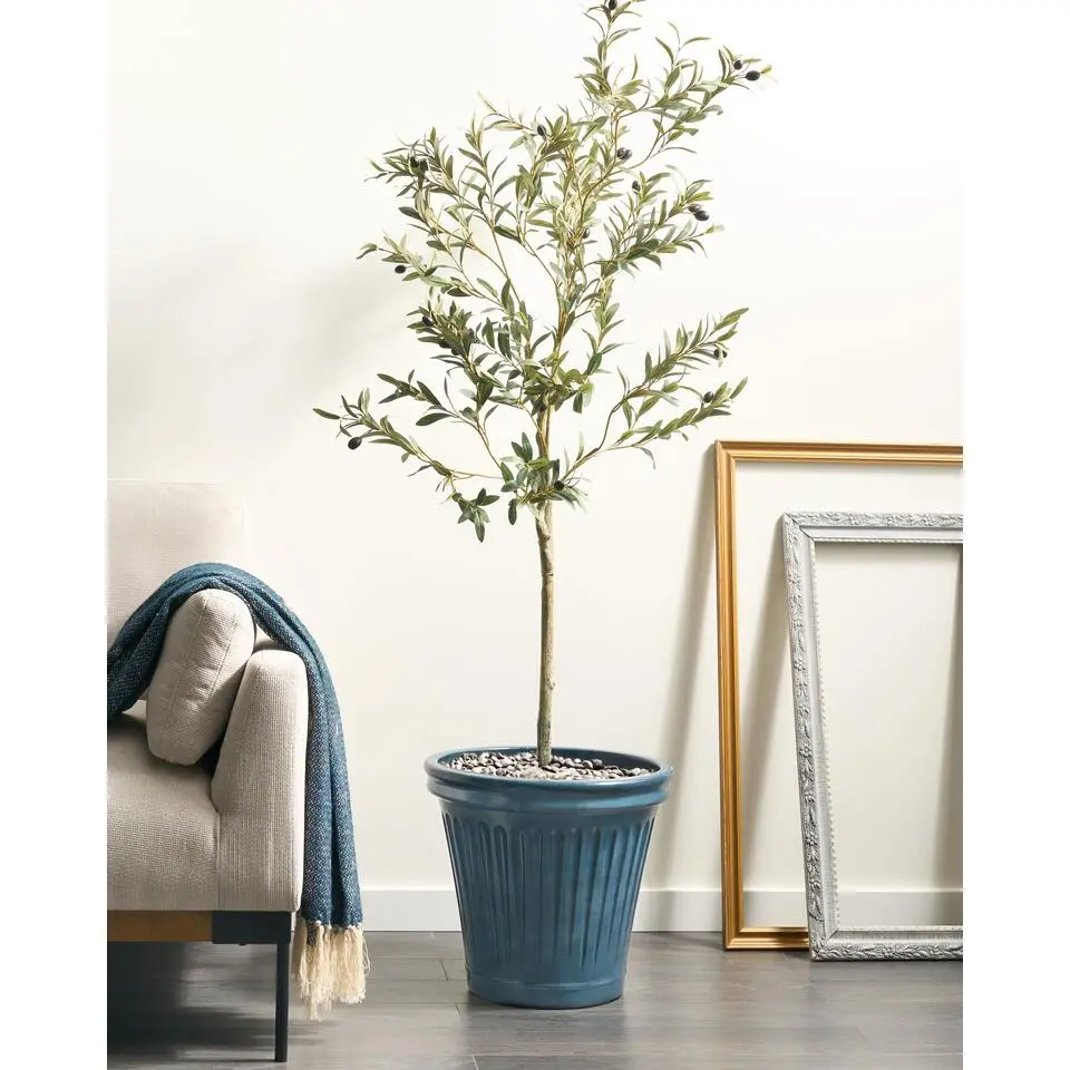MAIZE - Bloempot - Blauw - 43 cm - Steenmengsel