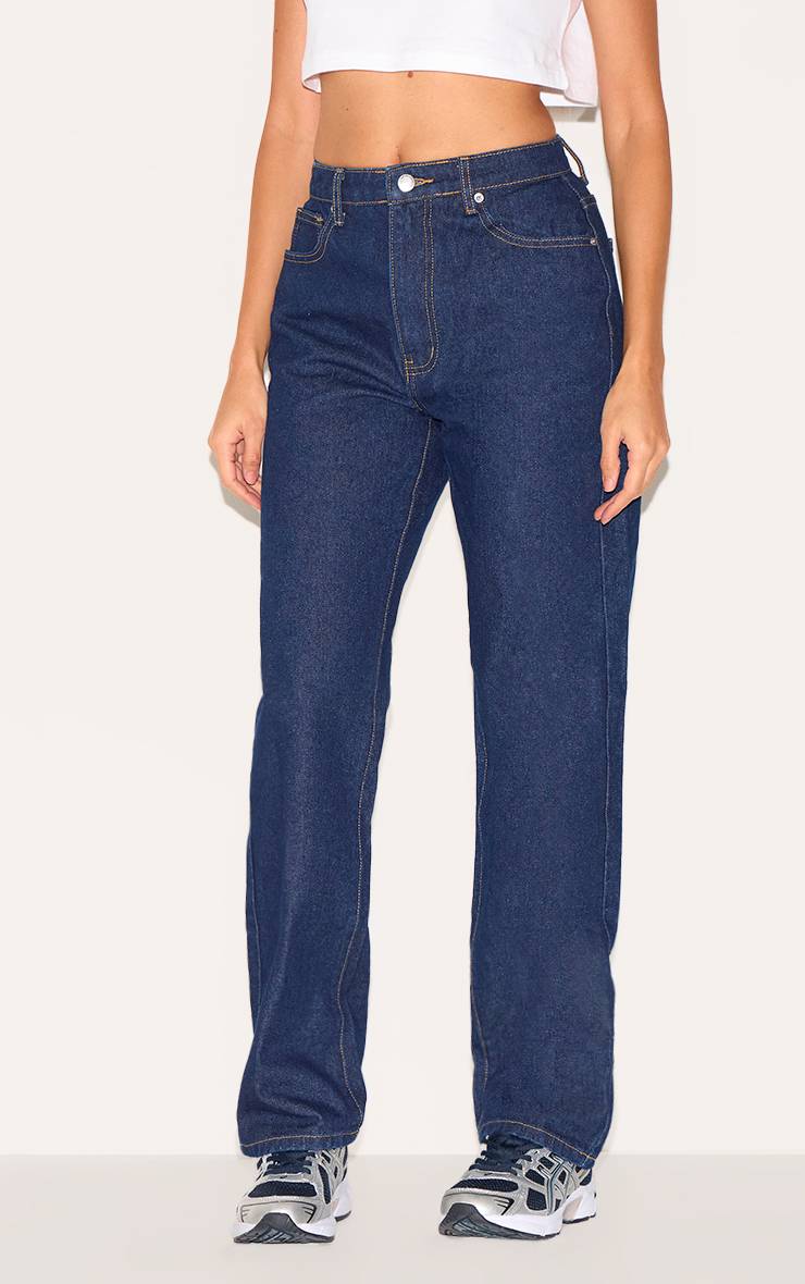 Bleu Indigo Prettylittlething Jean Droit Taille Haute