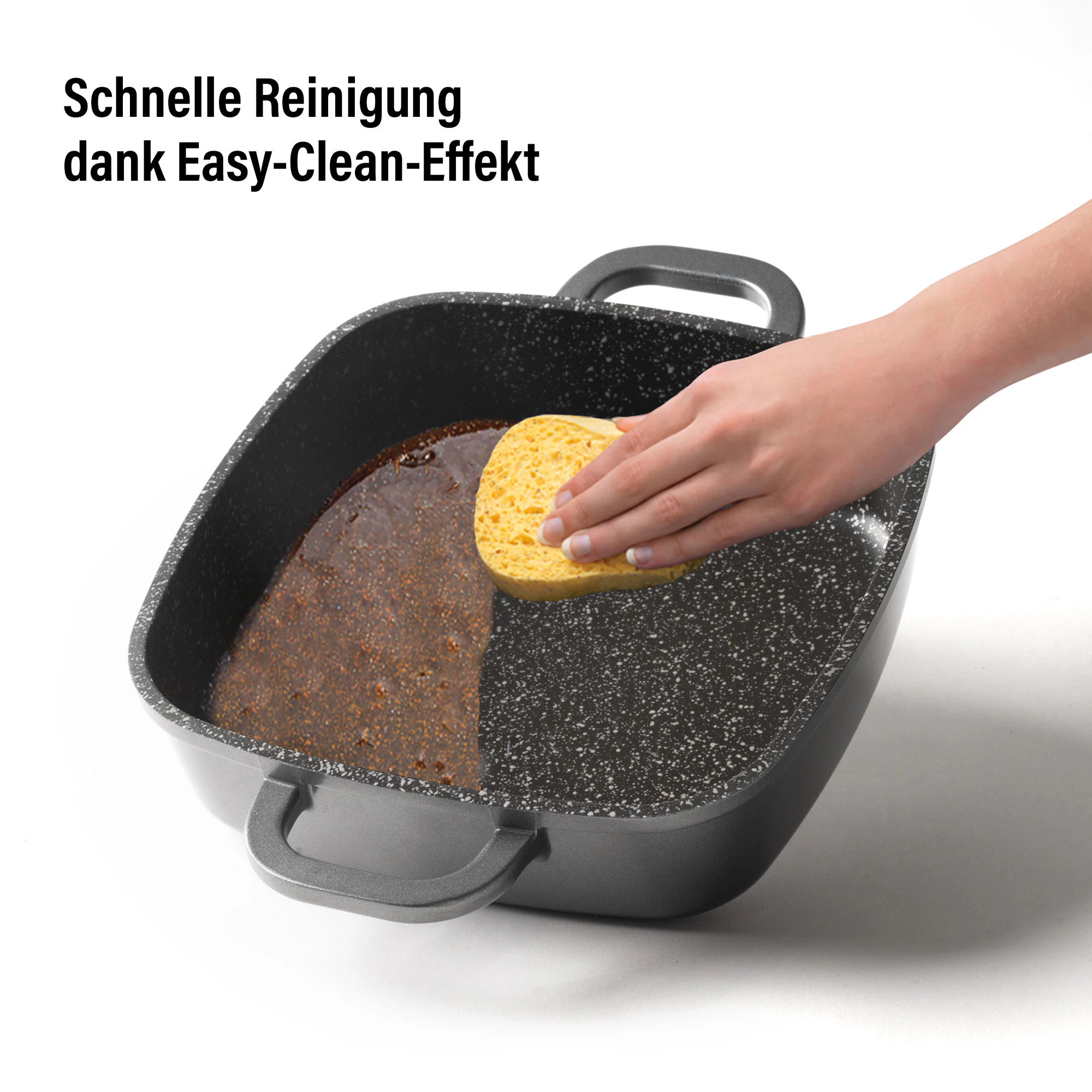 STONELINE® Eckpfanne 20x20 cm mit Aroma Glasdeckel, Pfanne rechteckig, Backofen & Induktion geeignet