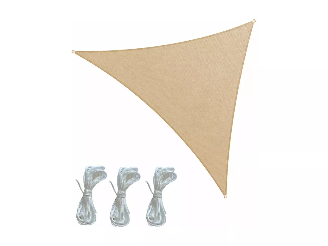 Voile d'ombrage Inga 500x500x500 Polyester Imperméable Acier Beige Foncé