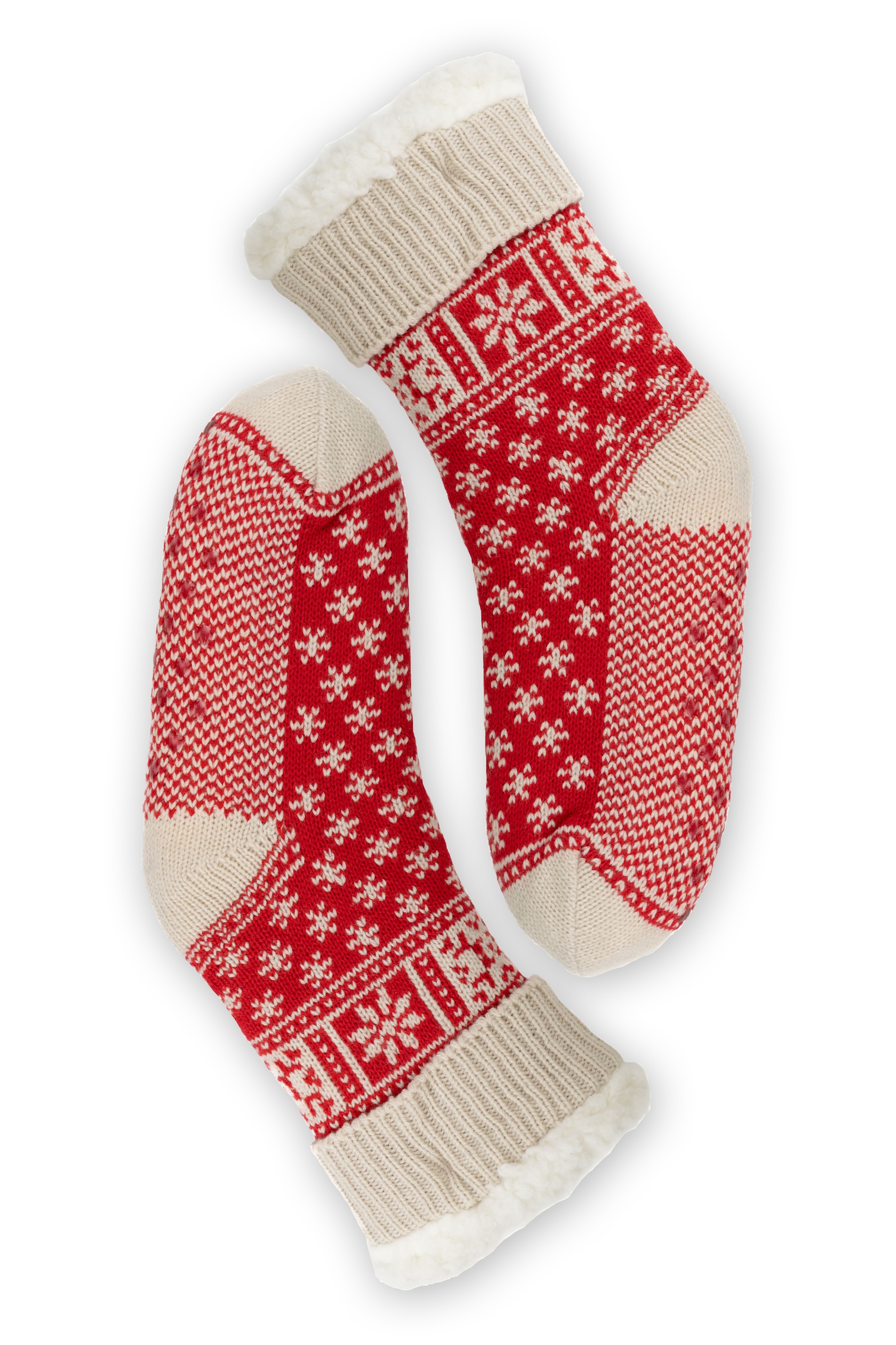Capelli New York Socken »Haussocke red combo« 1 Paar,  rutschsicher, Feinstrick, warm gefüttert