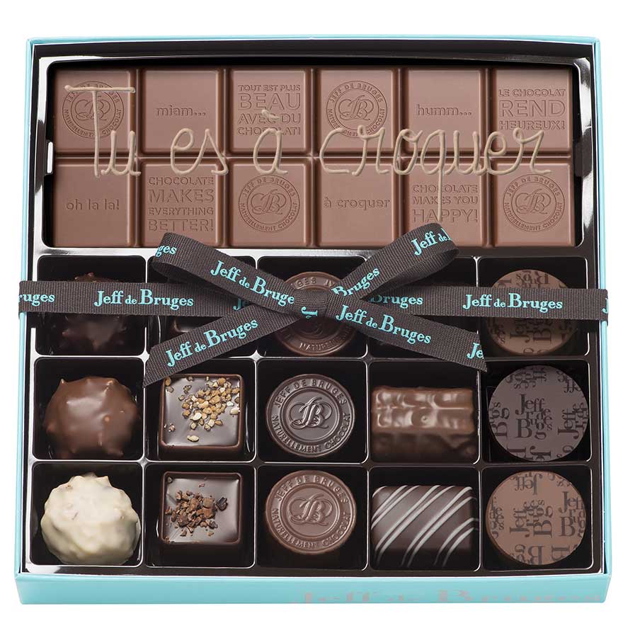 Boite 15 Chocolats Assortis et Tablette Chocolat au Lait 38% Personnalisée