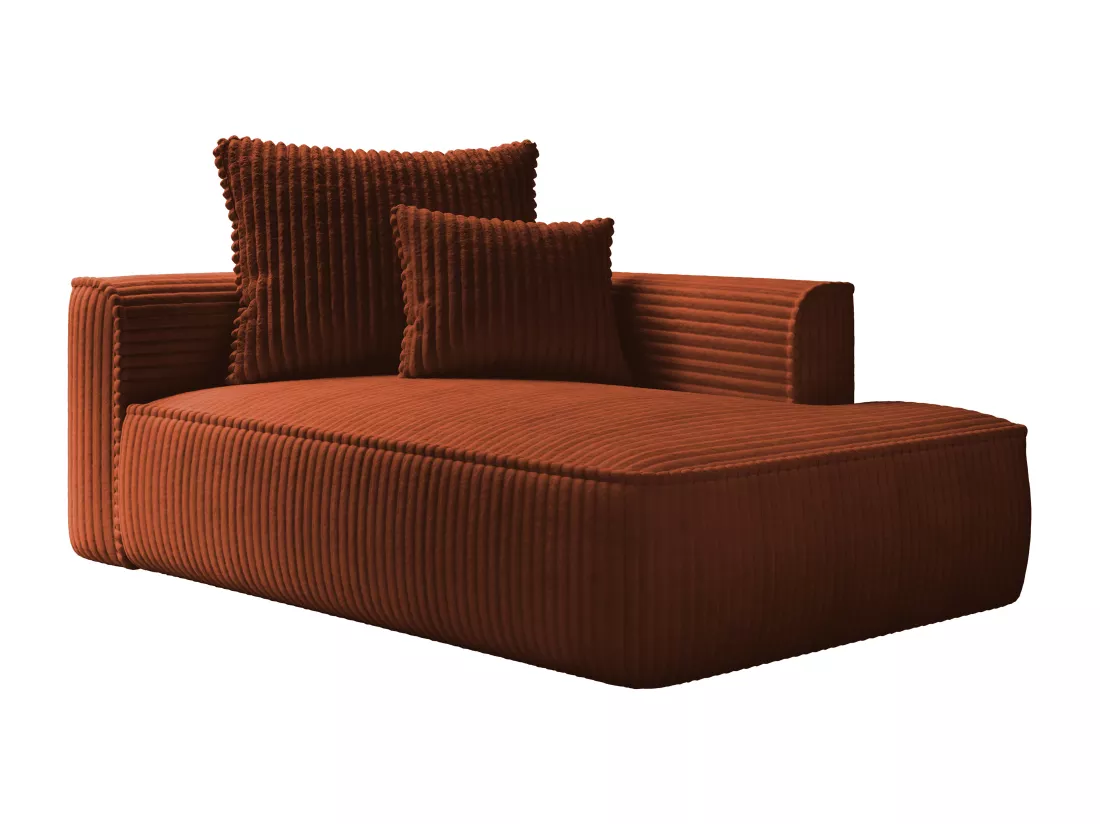 Méridienne droite en velours côtelé grosses côtes terracotta PINETA