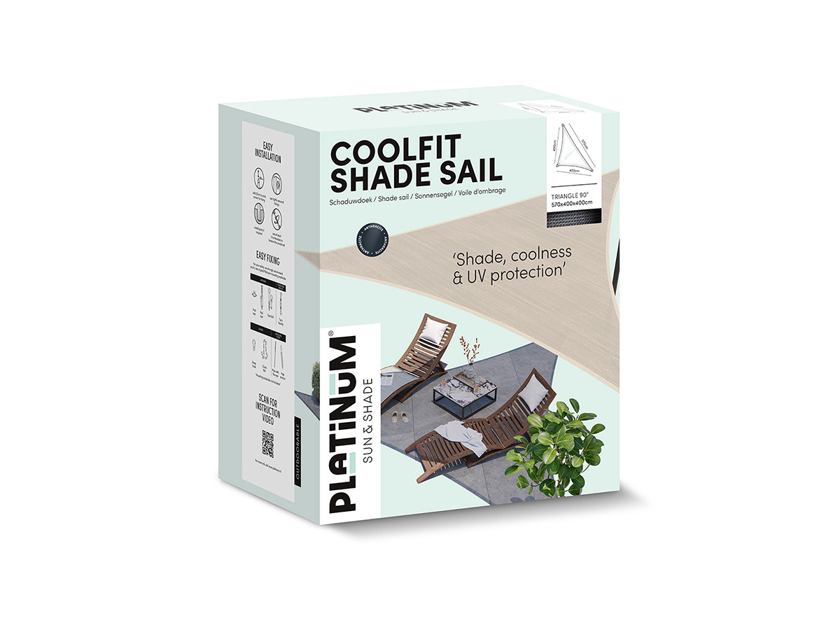 Platinum Coolfit 5,7 x 4,0 x 4,0 m 90° schaduwdoek - Olive