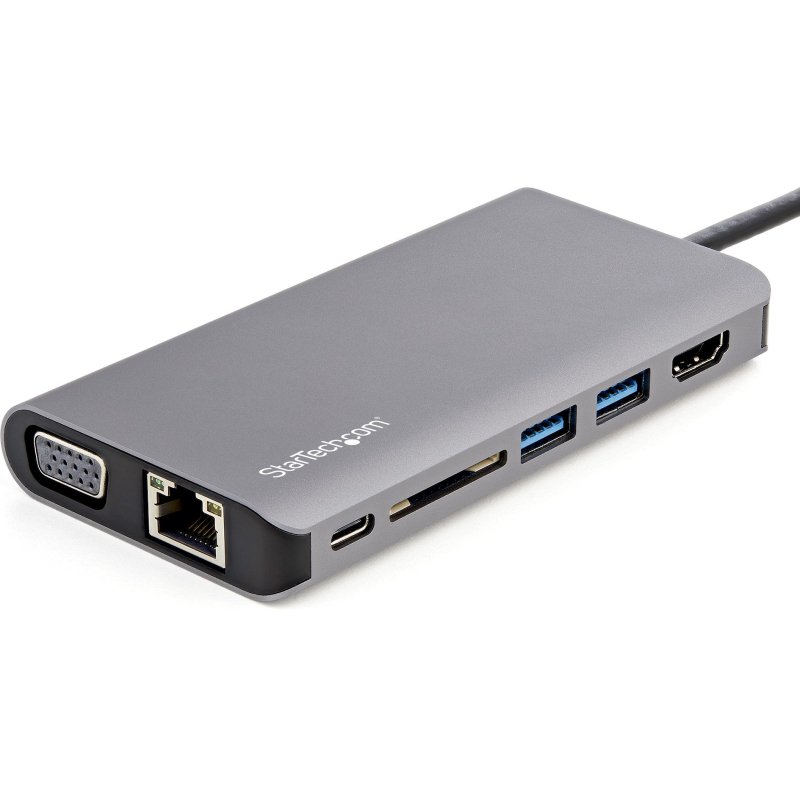 StarTech.com Adaptateur Multiport USB-C - Mini Dock USB-C avec 4K HDMI ou 1080p VGA - Hub 3x USB 3.0, SD, GbE, Audio, 100W PD Pass-Through - Station d'Accueil pour PC Portable/Tablette