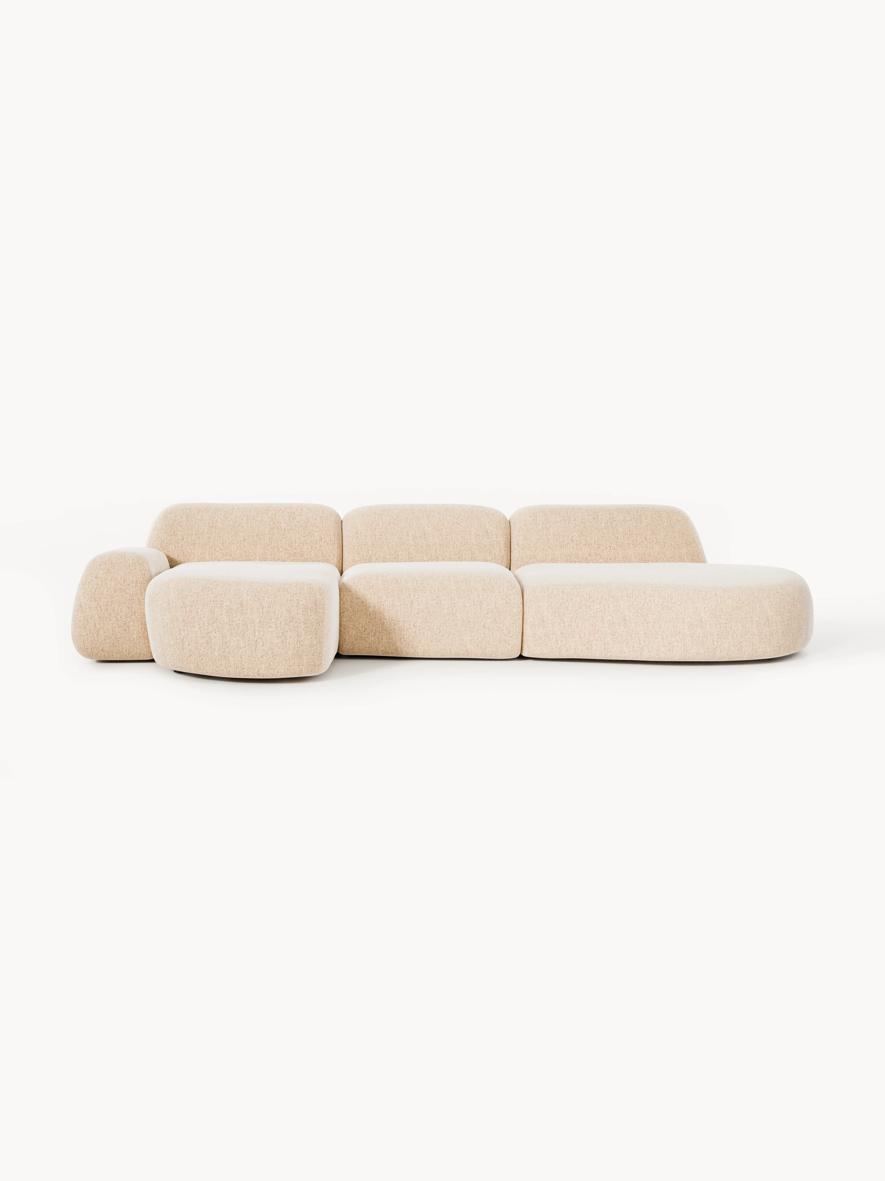 Modulaire bouclé hoekbank Wolke (4-zits) met chaise longue
