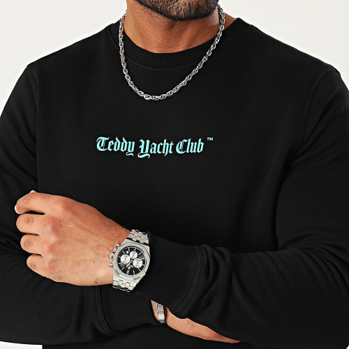 Sweat Crewneck Art Series Dripping Noir Turquoise