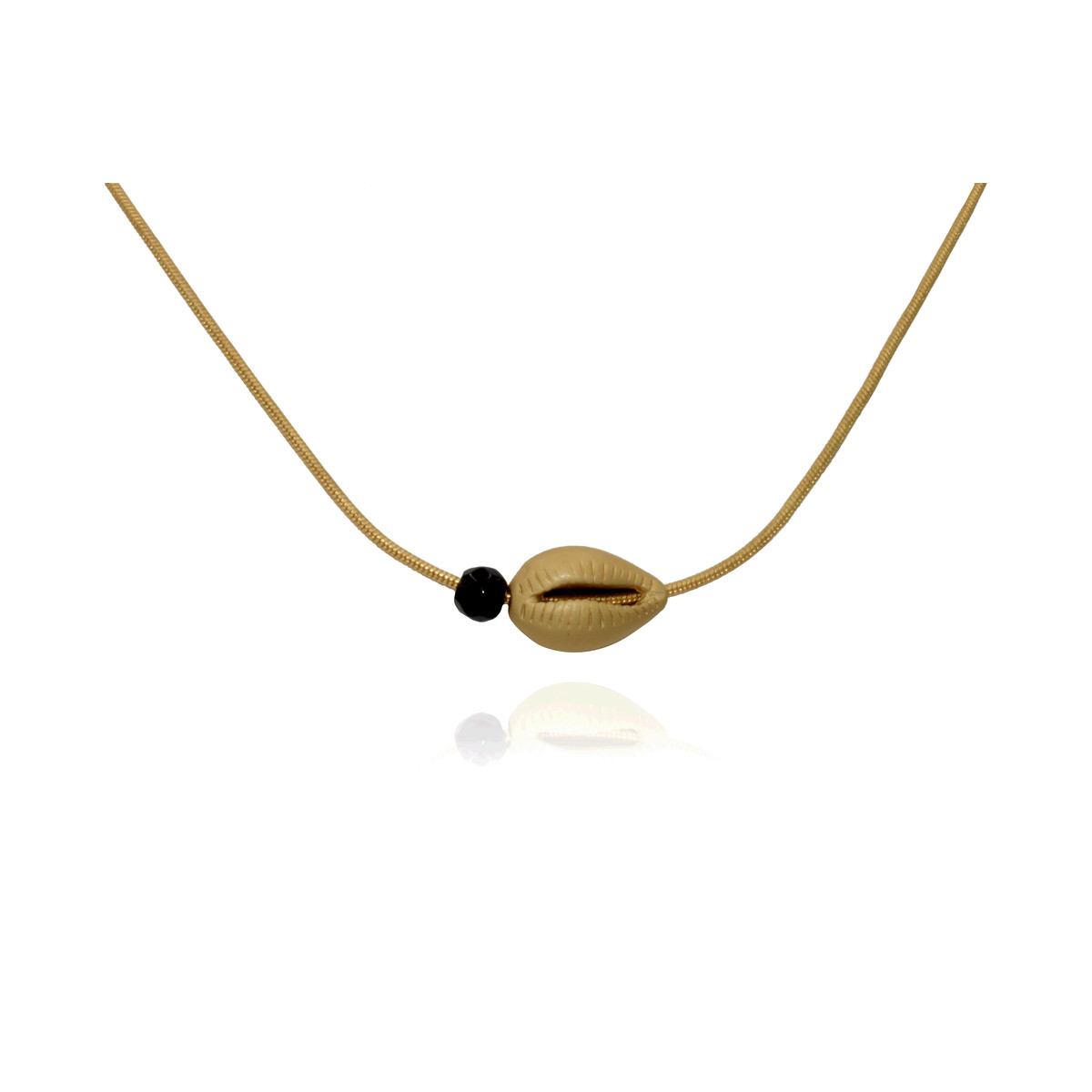 Collier cauri onyx  -doré àl 'or fin mat
