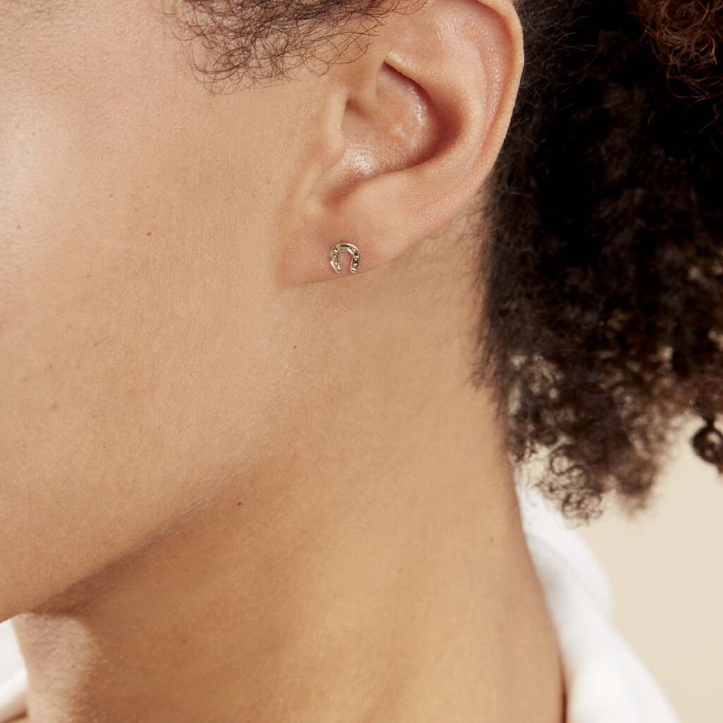 Boucles D'oreilles Puces Freyia Cheval Or Jaune