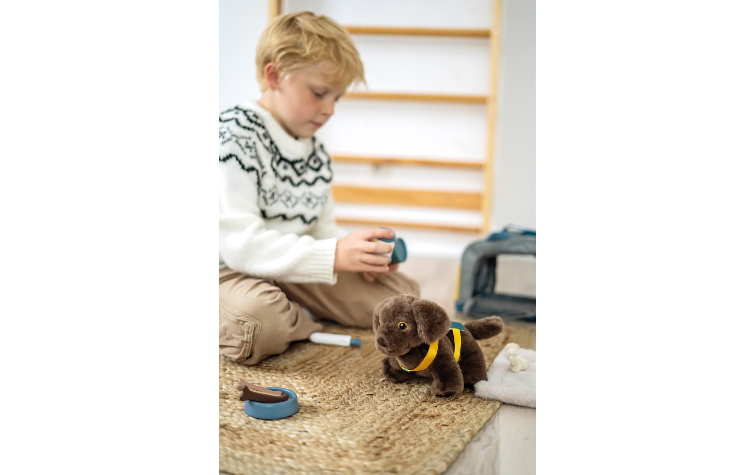 Hund mit Tasche und Pflege-SetPlüschhund mit Transporttasche und Pflegezubehör