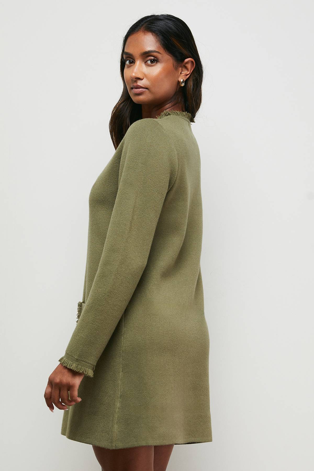 Oasis Robe Mini Col Rond à Détails Franges