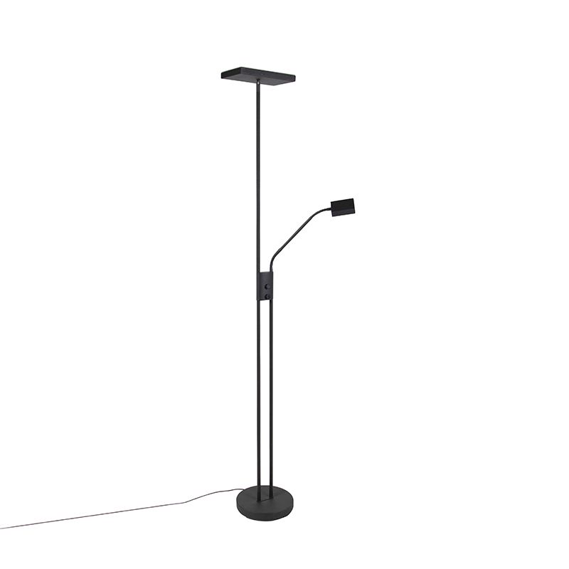 Moderne vloerlamp zwart incl. LED en dimmer met leeslamp - Jazzy
